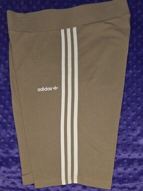 adidas Brown Bike Shorts with White 3-Stripes